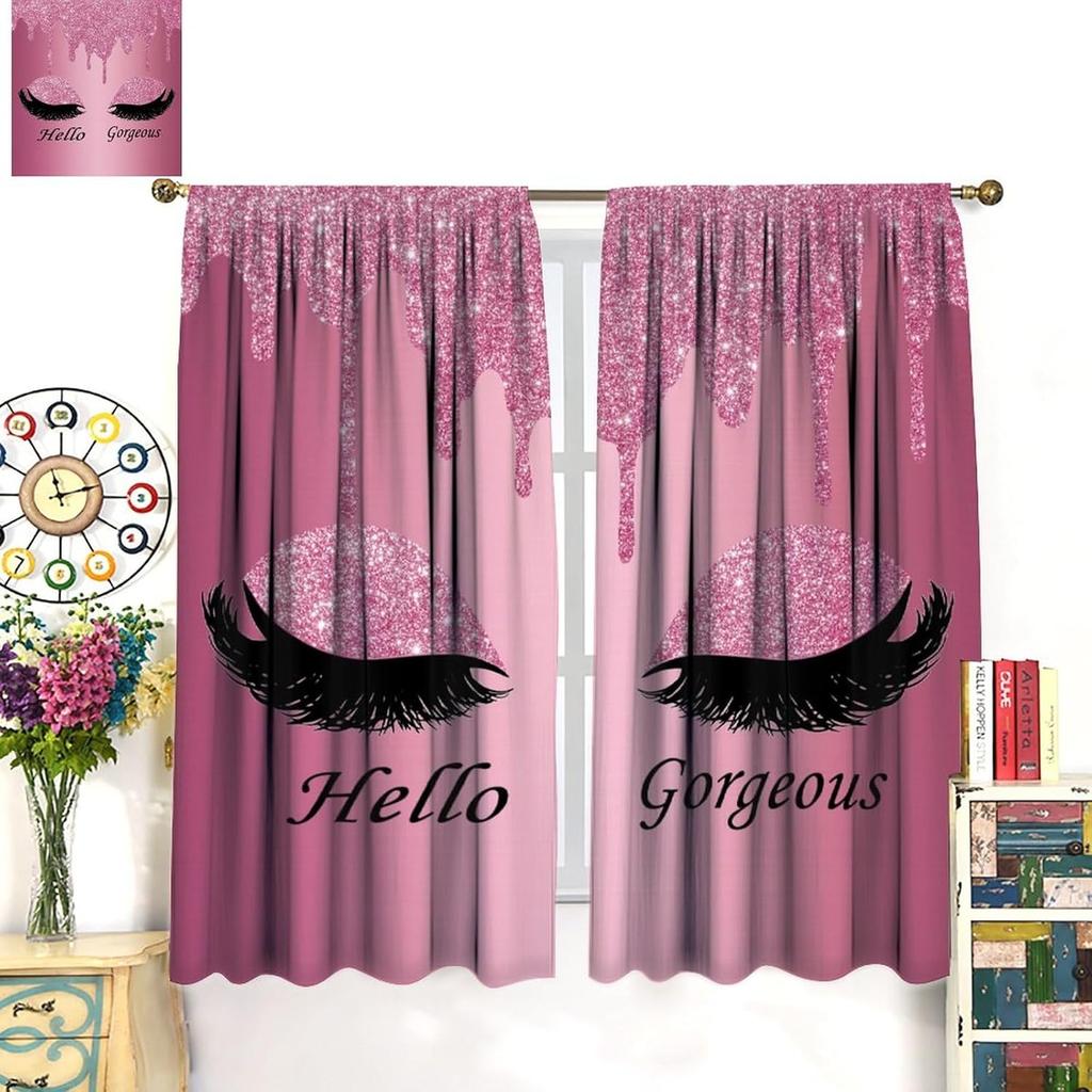 Gorgeous Curtains,Modern Fashion Unicorn Eyelash(No Glitter No Sequin) Curtains for Girls Bedroom Living Room Window Drapes