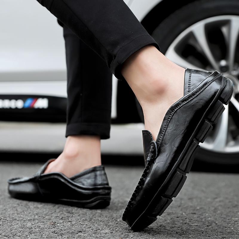 Fashion Mens High Quality Slip on Shoes All-match Male Comfortable Walking Footwear Genuine Leather Men Casual Shoes Men New Loafers