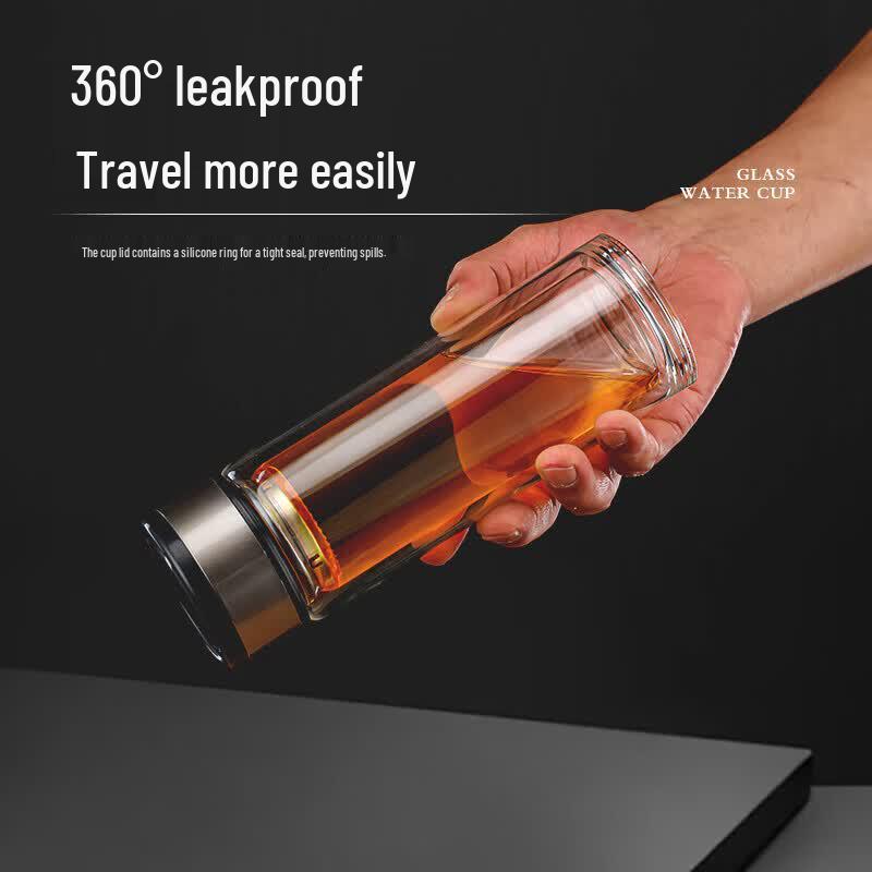 ZCJiaMei High Borosilicate Double Wall Glass Tea Infuser Cup