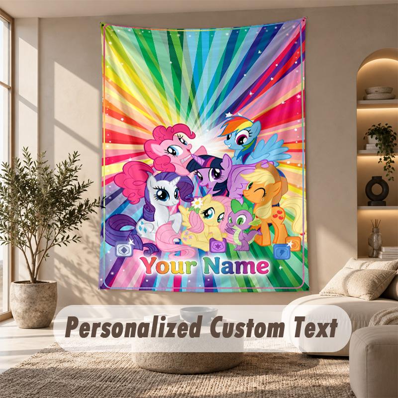 My Little Pony Tapestry, Personalized Custom Text, Wall Hanging Tapestry For Living Room Home Wall Decor
