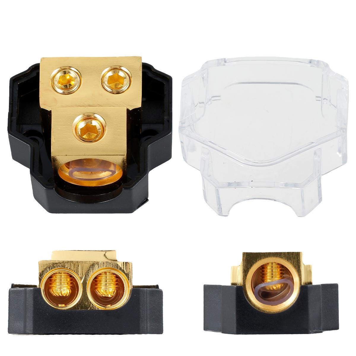 

2 Way Car Audio Fuse Holder Distribution Block Copper 0/2/4 Input 4/6/8 Output Car Audio Amplifier Splitter Accessories 1PC