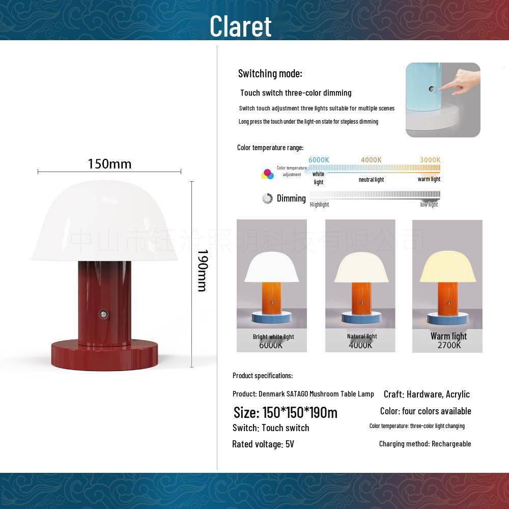 Denmark Setago Table Lamp: Touch-Dimming Portable Bedside Light, Nordic Retro Style