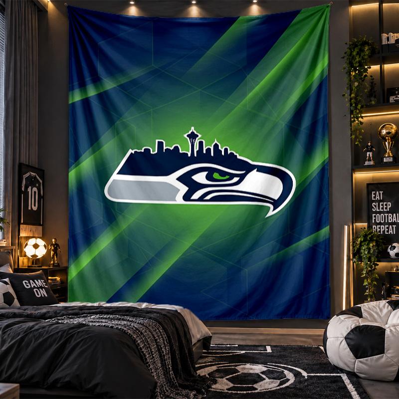 Arazzo da Appendere a Parete Stampa Seattle Seahawks Tessuto per Soggiorno Camera da Letto Decorazione per la Casa