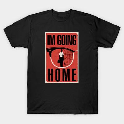 Asian Size Men Black Print T-shirt I'M Going Home No-Cut Heat Transfer Print Cotton Tshirt
