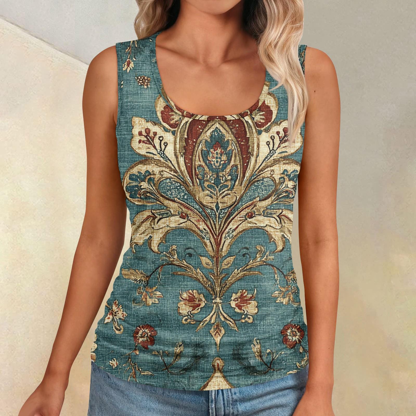 

Женская мода повседневная футболка без рукавов с узким поясом и принтом в стиле ретро XL