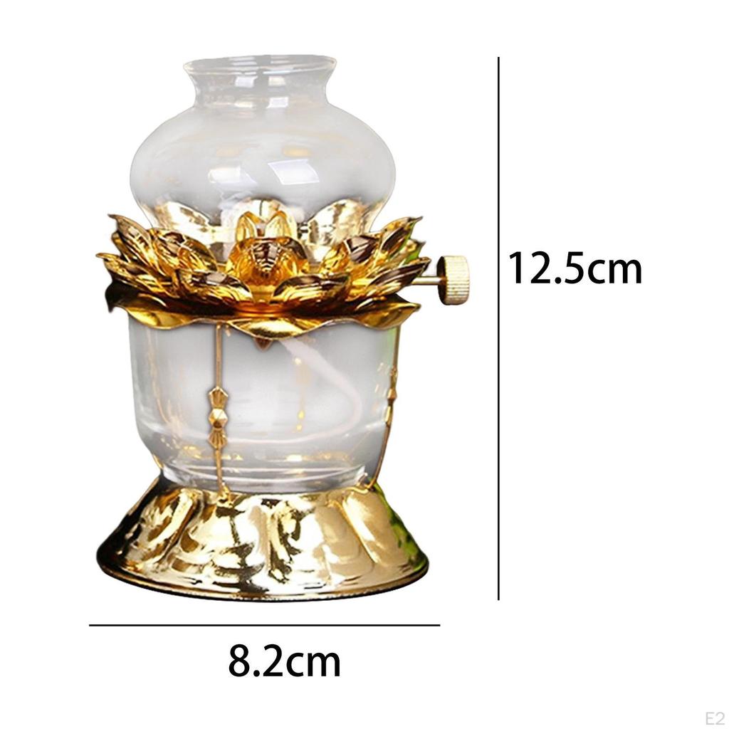 Oil Lamp Buddhist Accessories Candle Light Lotus Flower for Temple Holiday Ornaments