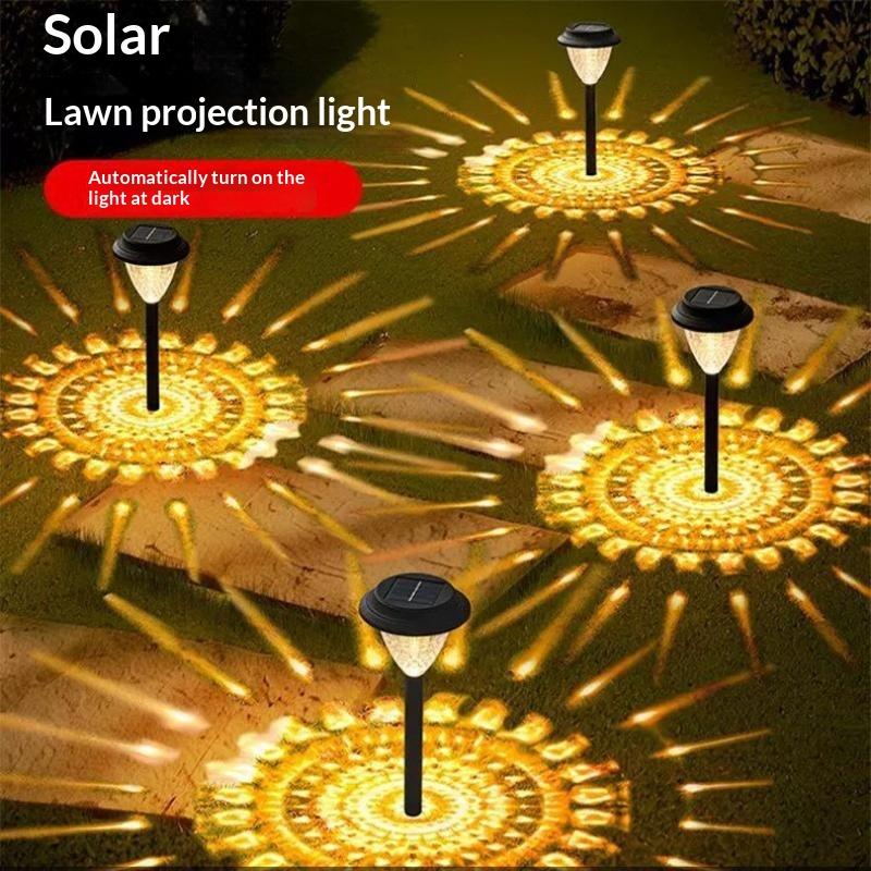 Outdoor Solar Pathway Lights RGB Color Changing Projection Dusk to Dawn for Yard Walkway Landscape Decoration