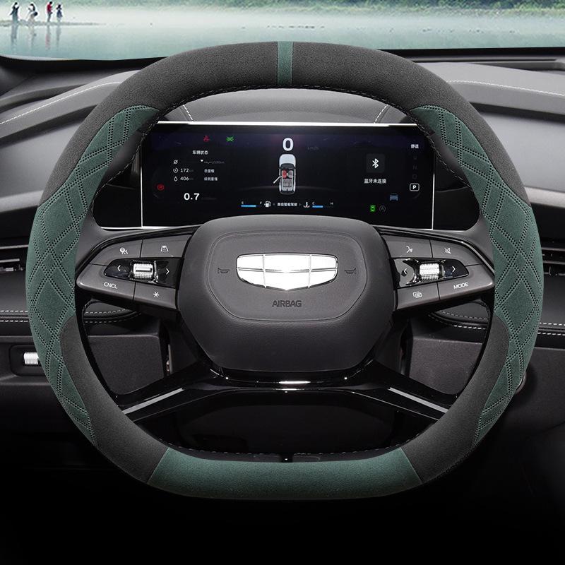 Steering Wheel Cover for Geely Boyue L, Boyue COOL, Galaxy L7/L6, and Xingrui - Suede Ultra-Thin Winter Grip Cover