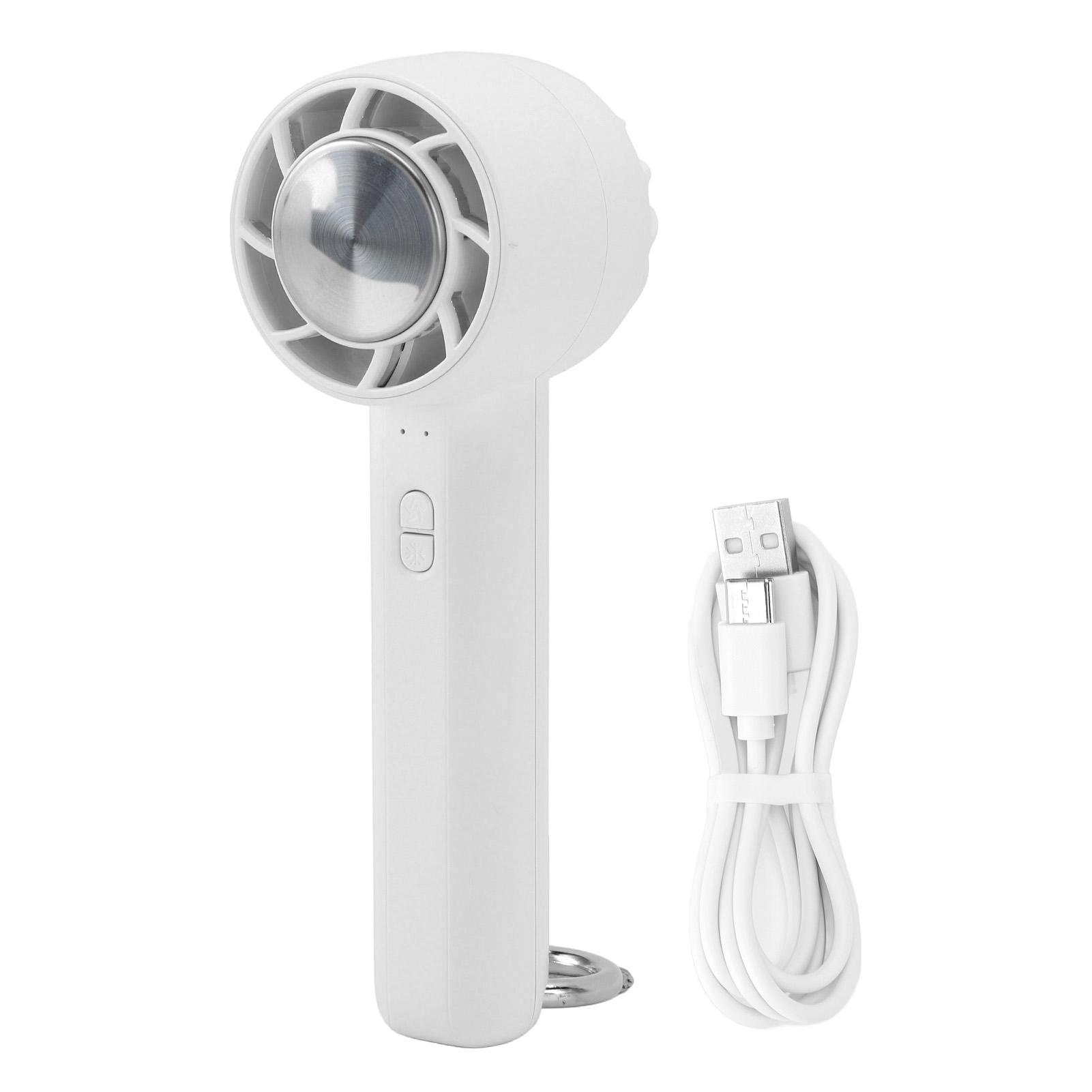 

Мини ручной турбовентилятор Полупроводниковое охлаждение Тихий Перезаряжаемый Маленький карманный вентилятор с крючком для подвешивания белый