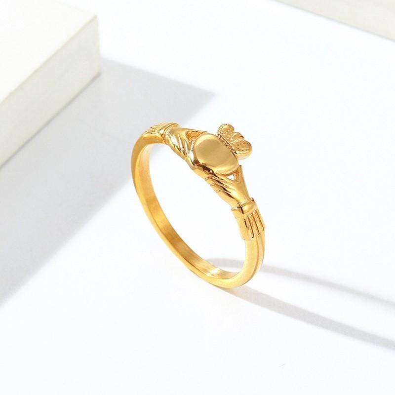 Edelstahl Irischer Claddagh Ring Herz Krone Hochzeitsversprechen Band für Damen Herren Größe 4-10