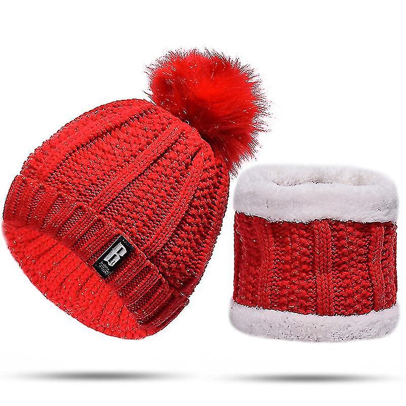 Zweiteiliges Winterset für Damen: Warmer Strickschal, Skimütze ohne Krempe, Outdoor-Sportmütze