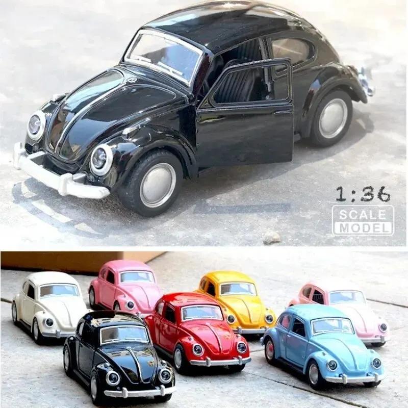 1pc Motorcar Decoration Auto Carrying Accessories for Boy Gift Alloy Car Model Beetle Vintage Door Opening Force Children's Toy