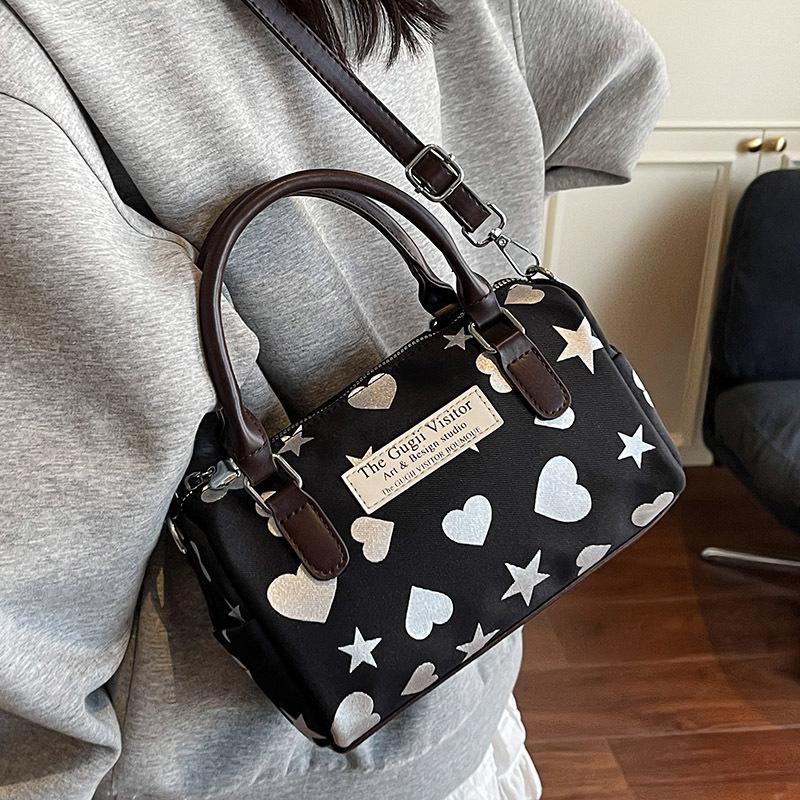 Commuter Boston Pillow Bag Women's 2025 New Printed Pattern Contrast Crossbody Bag Fashion Casual Shoulder Bag