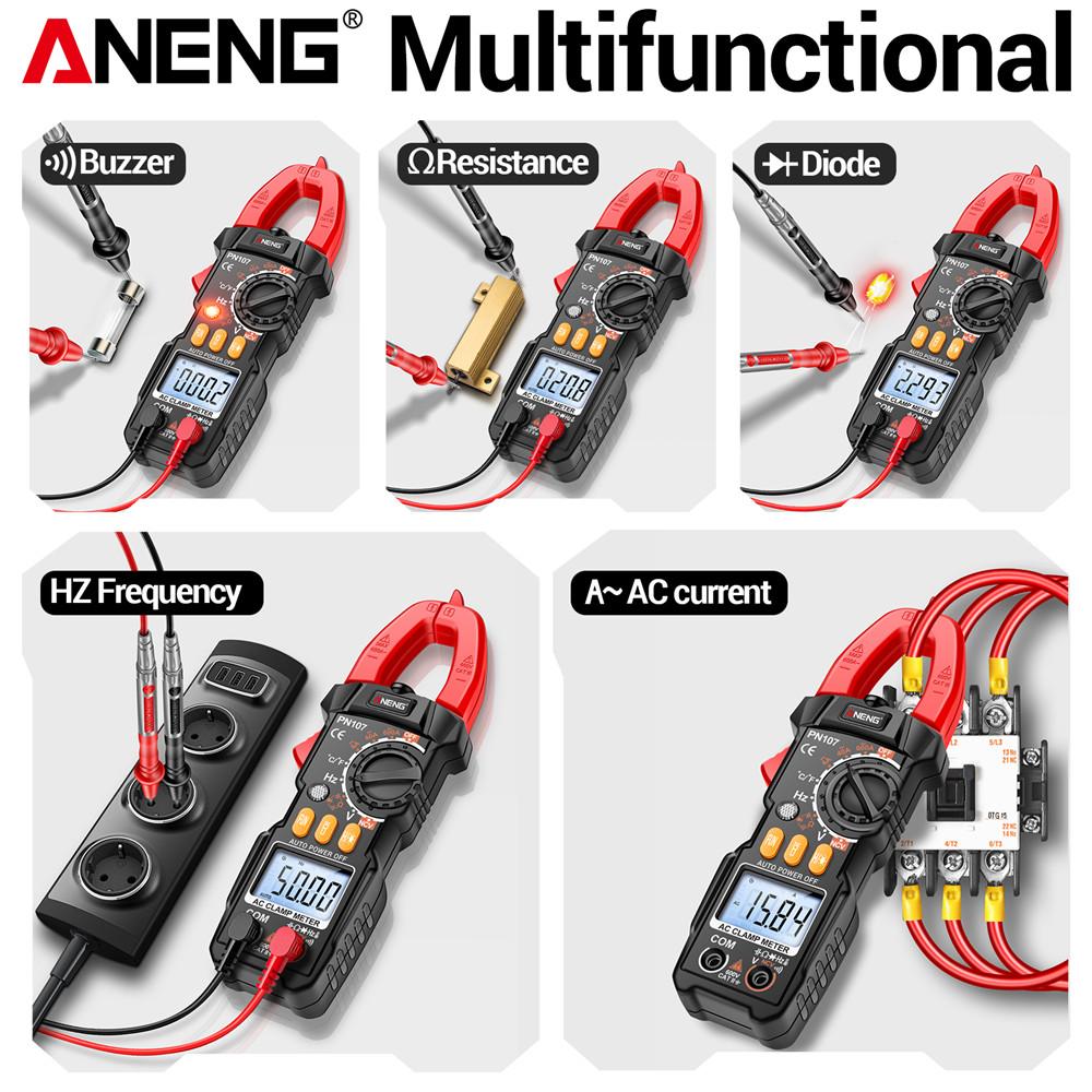 ANENG PN107 Digital Clamp Meter 4000 Counts 600A AC DC Current Voltage Resistance Tester NCV Multimeter Electrician Tools Free Gift VC1010 Test Pencil