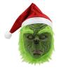 Mostri Verdi di Natale Costume di Babbo Natale Costume Cosplay di Halloween Maschera Integrale in Lattice Maschera Mostri Verdi Guanti