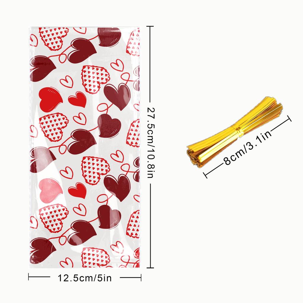 Valentine's Heart Print Transparent Gift Bag - Festival Candy Packaging OPP Plastic Bag