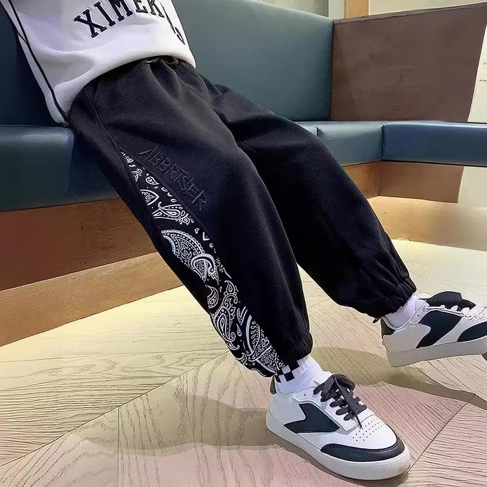 Boys' Autumn 2024 Sports Trousers - Stylish Loose Fit Sweatpants for Medium and Large Children