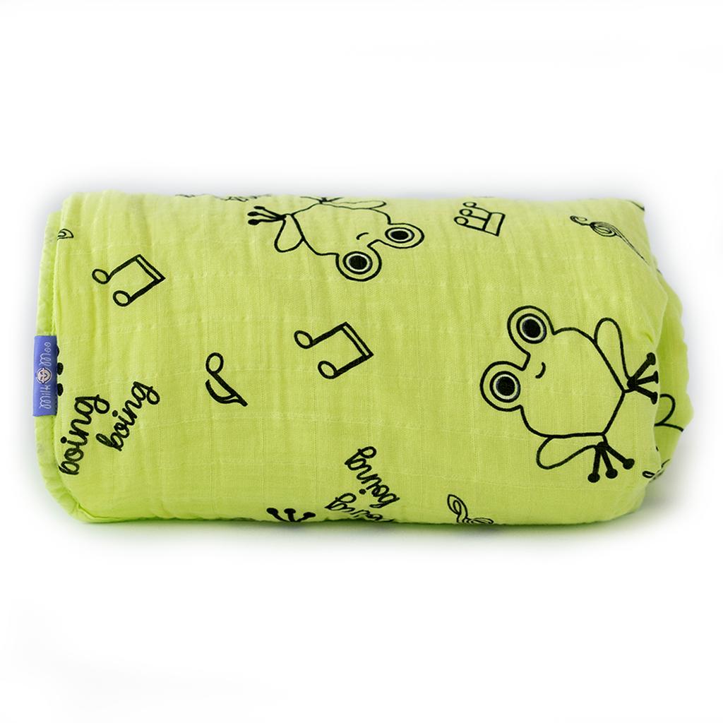 Milk&Moo Cacha Frog Baby Muslin Fiber Filled Blanket,Soft,Breathable,Lightweight