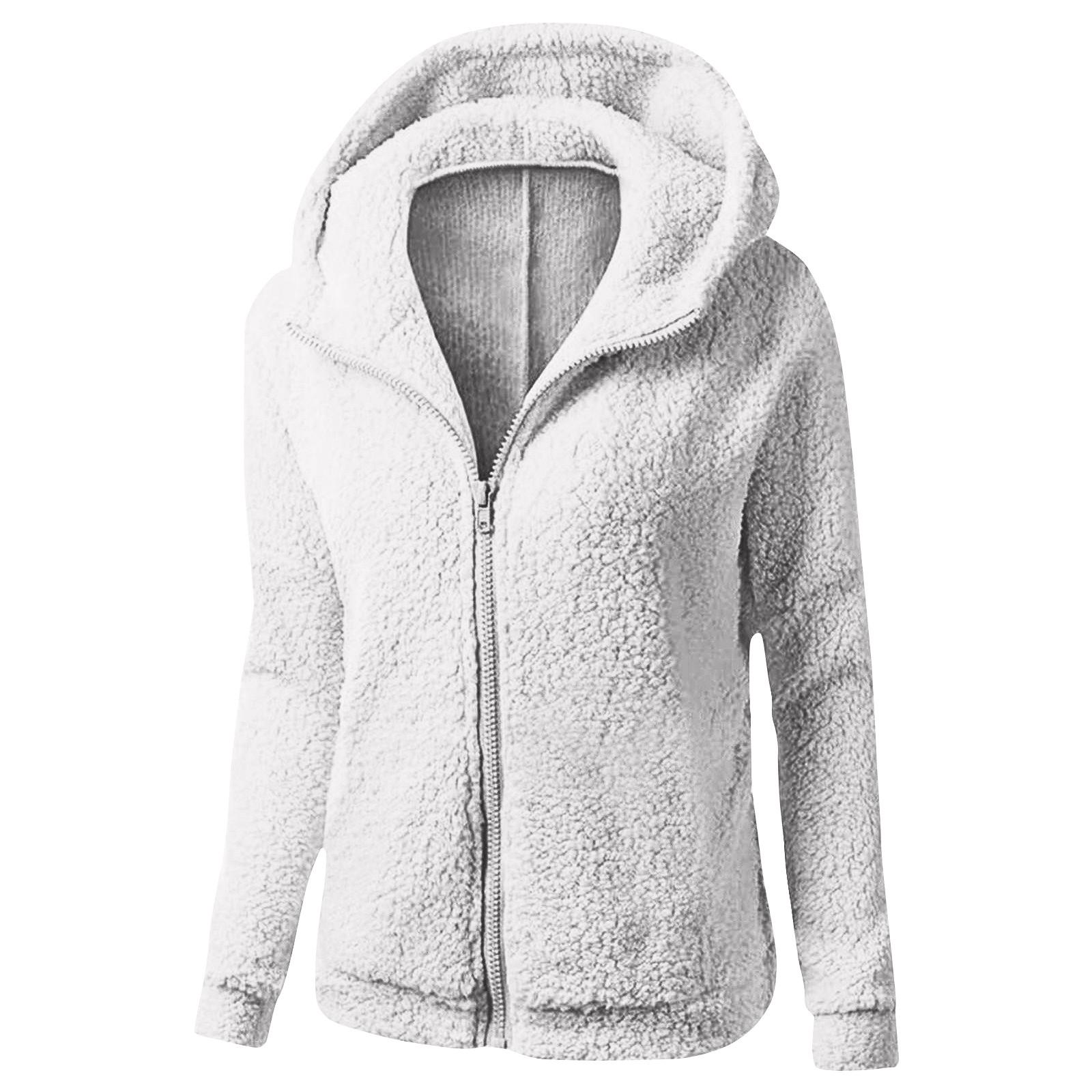 Женское зимнее пальто с капюшоном из плюша — фото 13