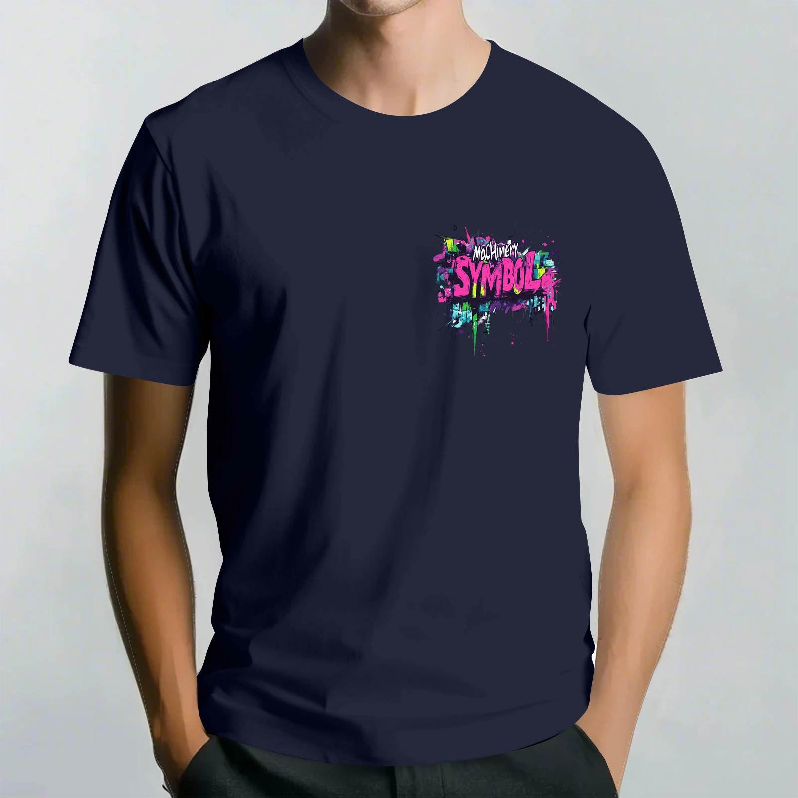 

Мужская повседневная футболка с круглым вырезом и коротким рукавом с принтом напыления XXXL тёмно-синий