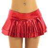 Women Low Rise Double Layered Ruffled Skirt Shiny Metallic Mini Skirt for Rave Party