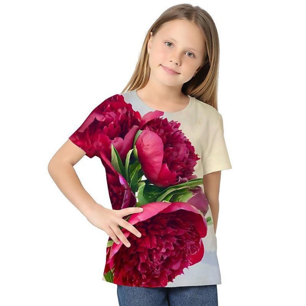 New Cartoon Doll 3D Printing T-shirt Children's Short-sleeved Girls Summer Loose Casual Tops