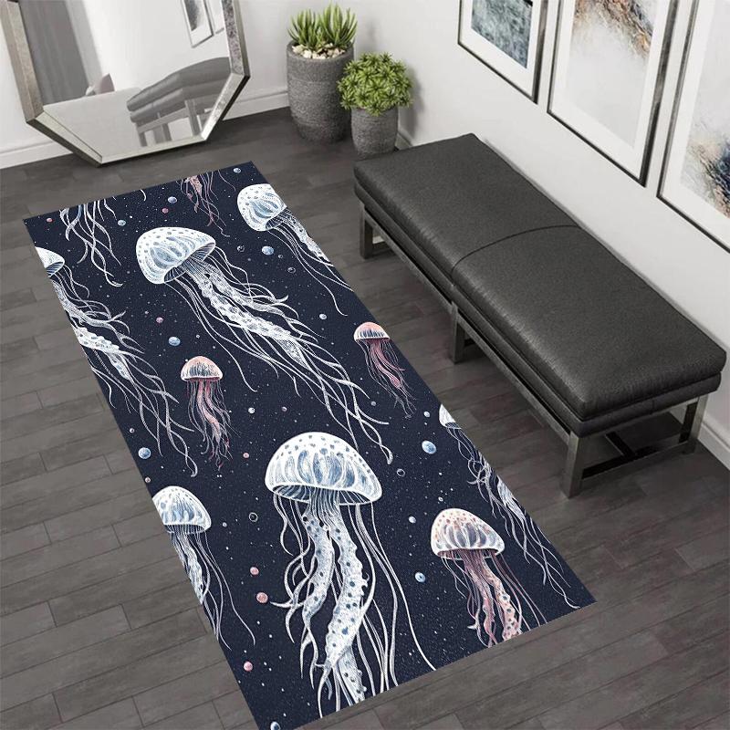 

Starry Jellyfish Long Runner Rug Collection Non Slip Wear Resistant Soft Washable Hallway Kitchen Laundry Room Decor Rug 40X120CM