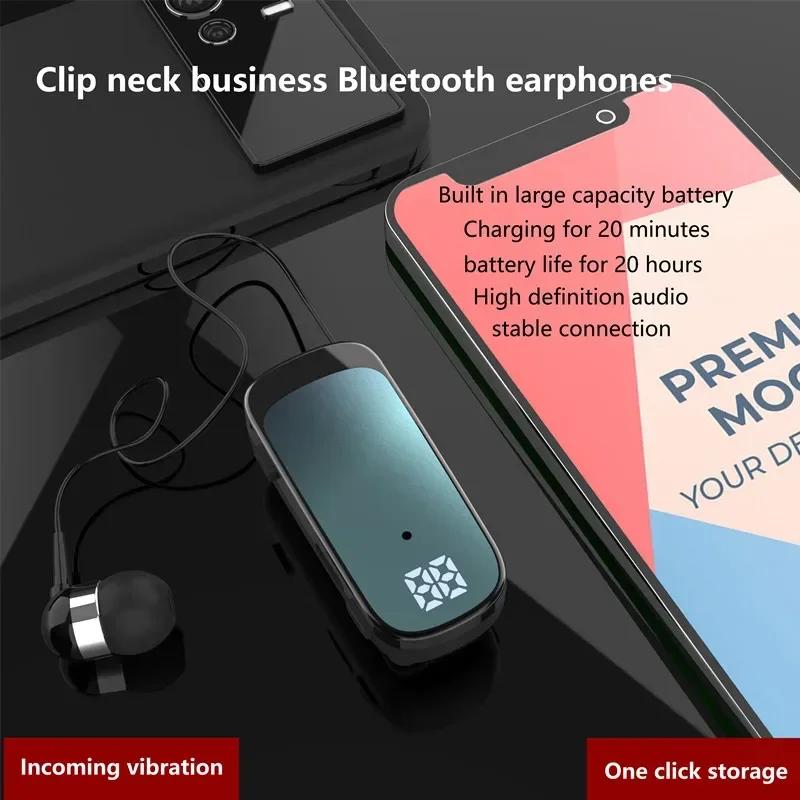 Lavalier Business Bluetooth 5.2 Headphone Call/Music 20H Noice Cancelling Wireless Earphone Vibrate Remind Headset Sport Earbuds