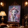 DIY Elephant Wearing Floral Crown Pearl Art Painting for Home Wall Decor Arts Craft  for Adults/Beginners Gift Idea Home Decor Without Frame