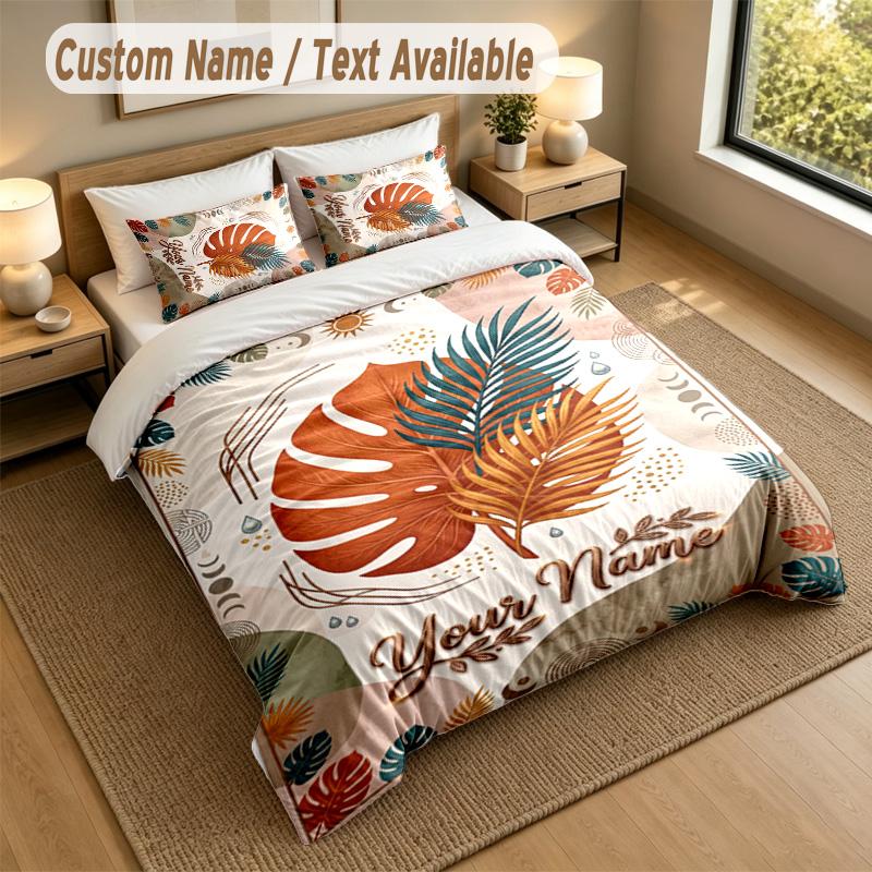 Autumn Harvest Theme Personalized 3Pcs Bedding Set Custom Text & Name 1 Sheet 2 Pillowcases Household Bedding 1pc