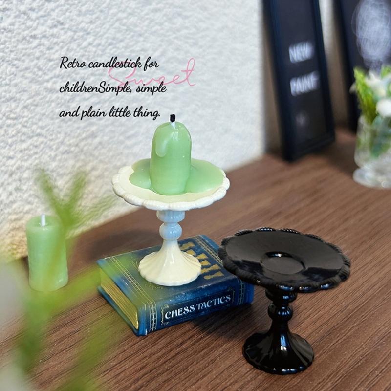 Miniature Candlestick Dessert Cake Stand For Dollhouses Accessories Alloy Construction Kids Role Play