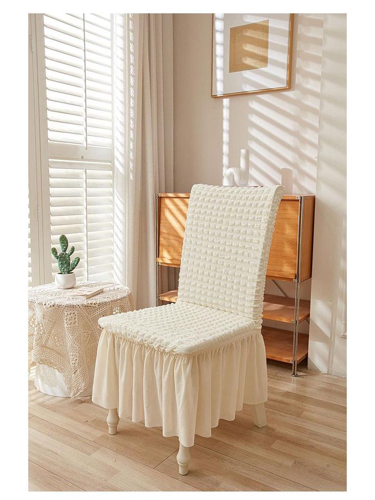 Thickened Three-Dimensional Seersucker Elastic Chair Cover with Short Skirt