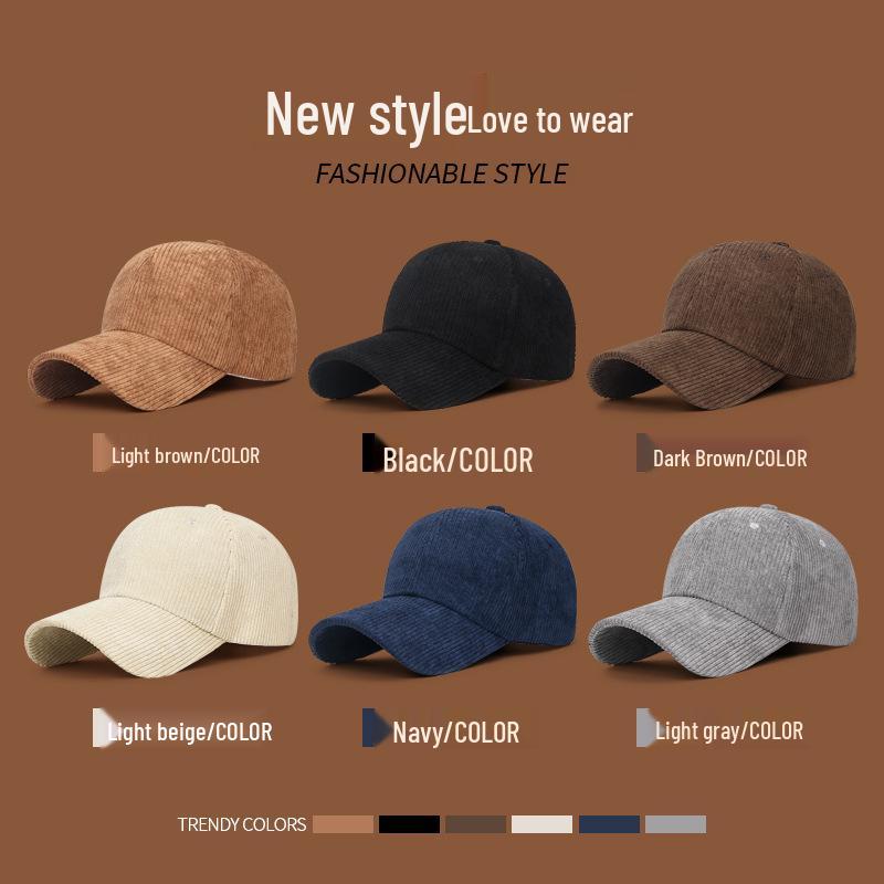 Women's Korean Style Corduroy Duckbill Hat - Versatile Autumn/Winter Sunshade Baseball Cap