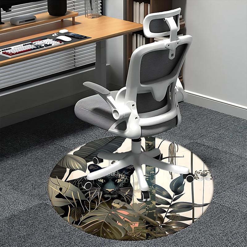 

Jungle Leopard Print,Exotic Plant Pattern Chair mat Round Rug Office carpet, Non slip, Suitable for Living Rooms, Bedrooms decor.1205194a 80cm by 80cm