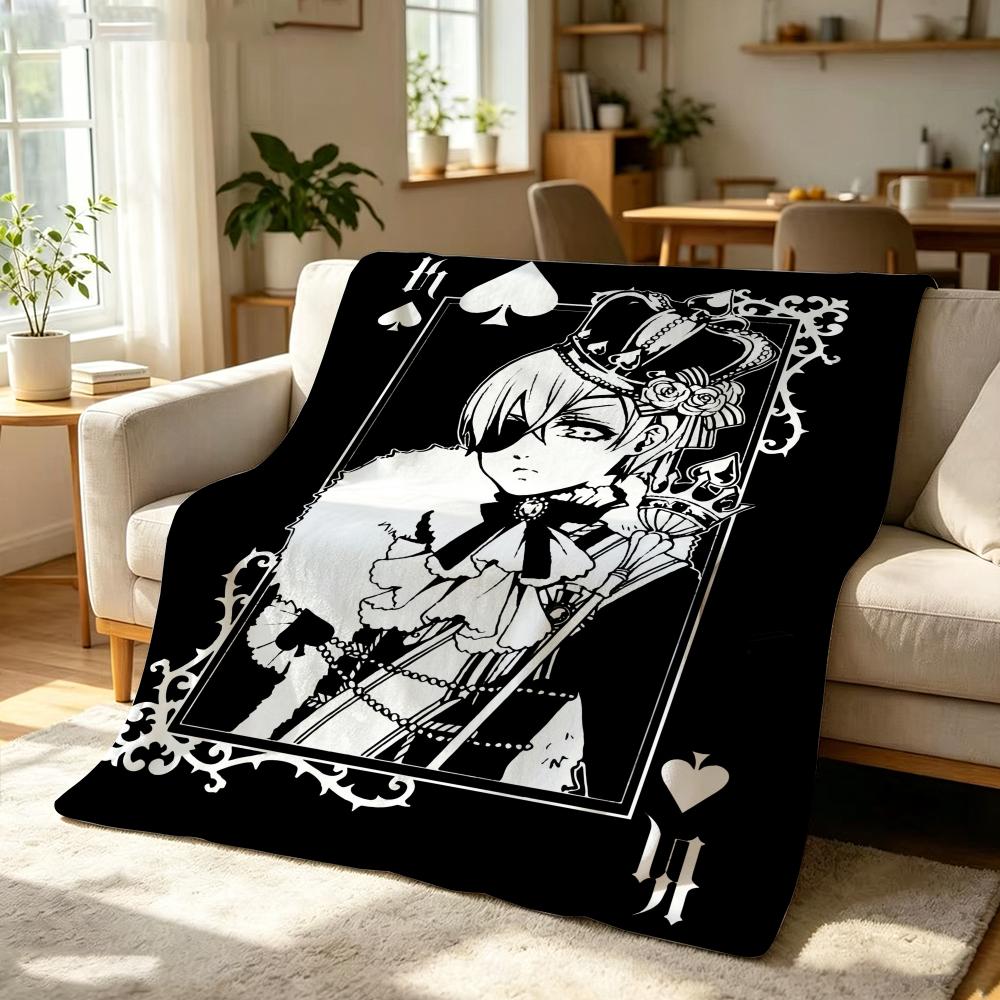 Coperta Plaid Morbida Calda in Flanella Anime B-Black B-Butler S-Square E-Enix, Multiuso per Divano Letto Ufficio Riposo