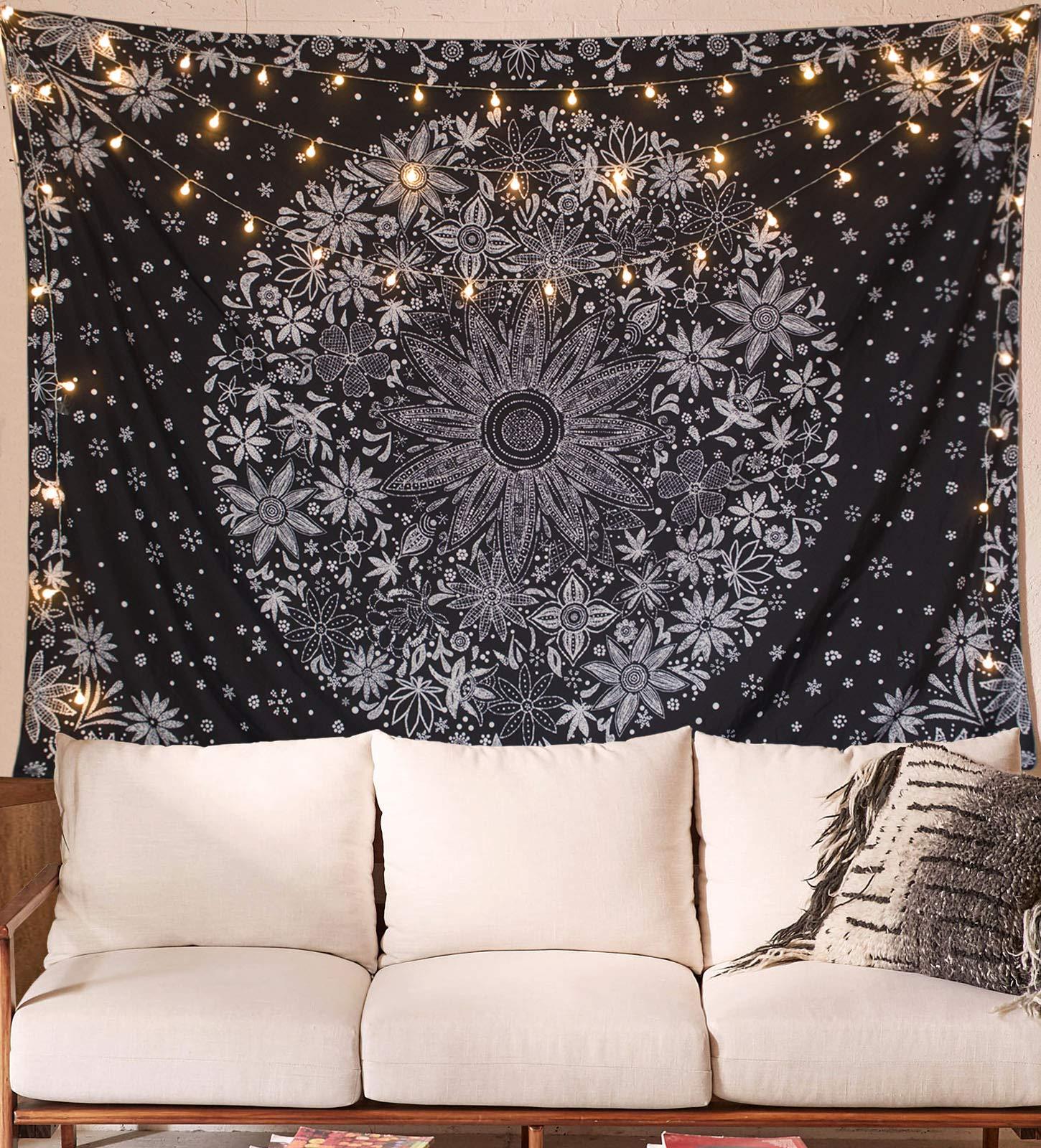 

VIKAMA Sun God and Moon Goddess Tapestry Black and White Mystical Astrological Hanging Bohemian Style Bedroom Wall Decoration 74x94cm(29x37in)