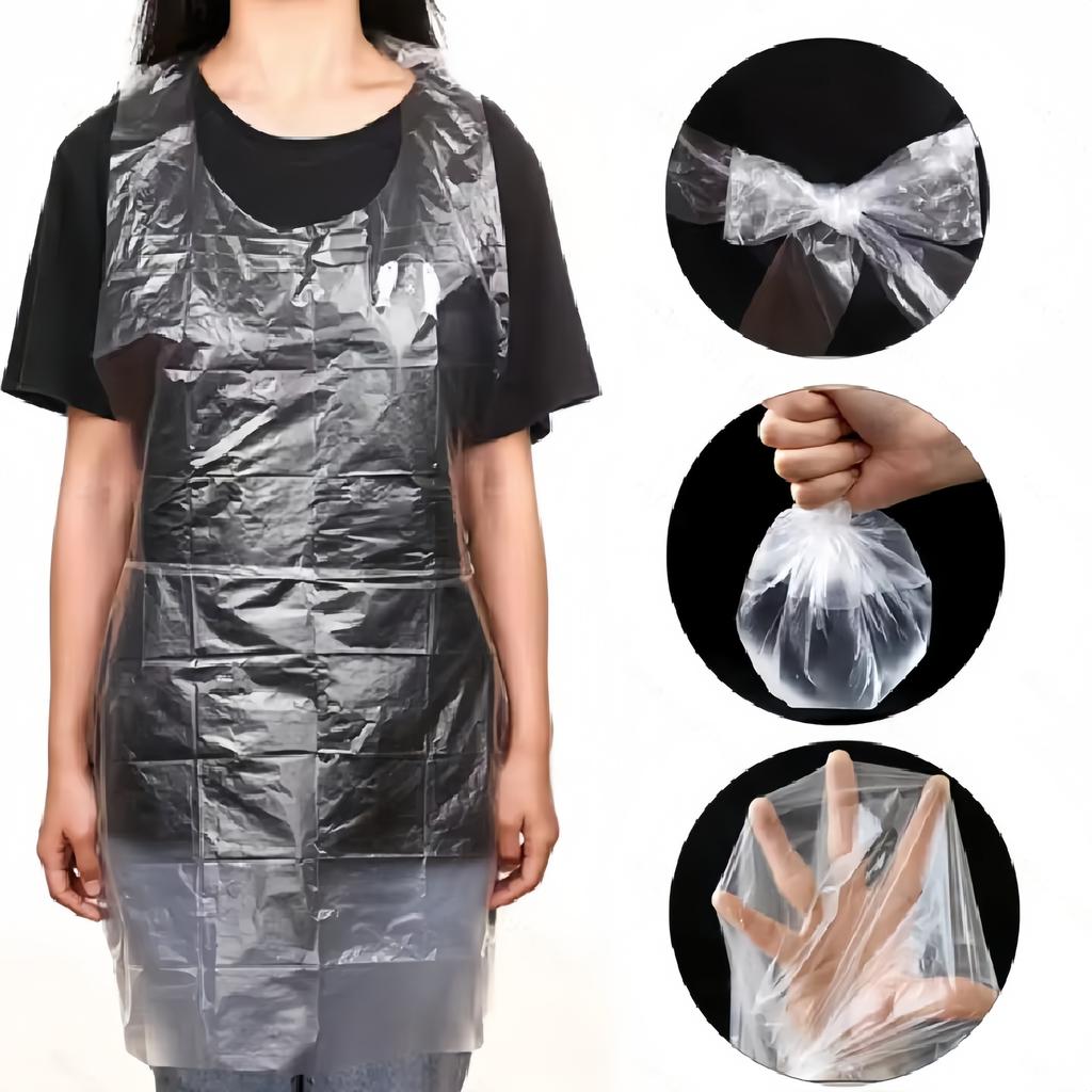 Waterproof Plastic Apron For Painting Bibs Disposable Smocks Bibs For Cooking Housework Picnic Clear Plastic For Adults Kids