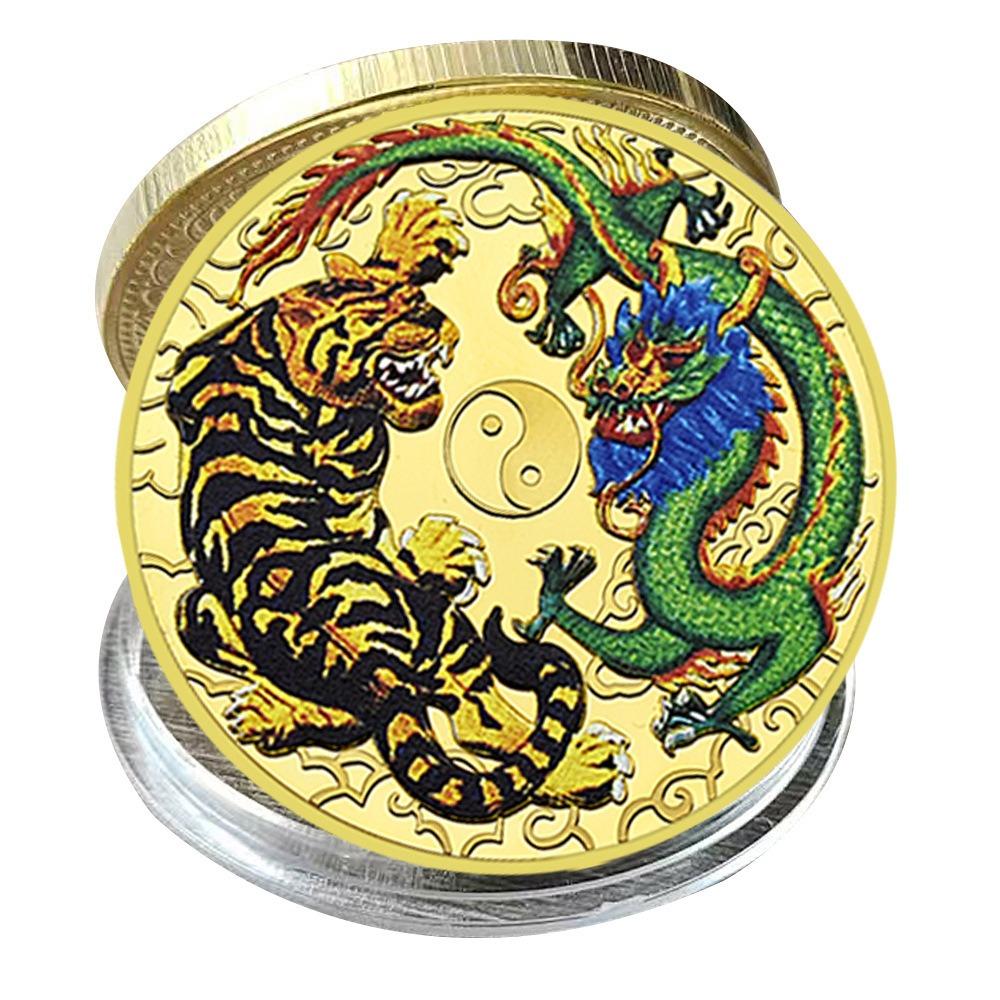 Longteng Tiger Glory Commemorative Coin, Collectible Souvenir, Gold-plated/silver Badge, Children's Day Gift, Metal Craftsmanship