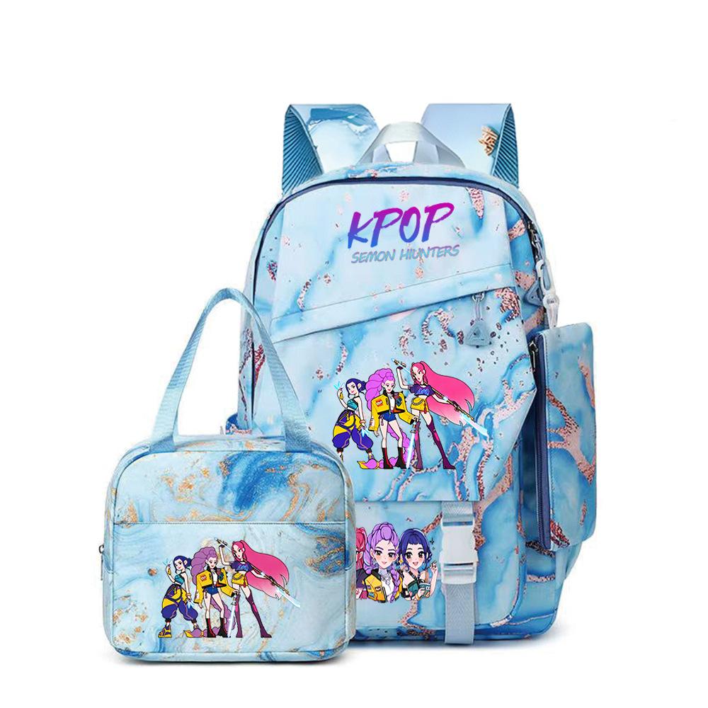 School Season Printed Student Schoolbag Backpack Shoulder Pencil Bag Three-Piece Set