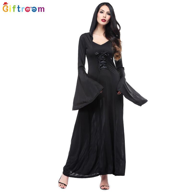 Long Black Stylish Vampire Dress For Women Perfect For Stage Shows And Themed Parties