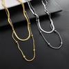 Minimalist Titanium Steel Double-Layer Snake Chain Necklace for Women