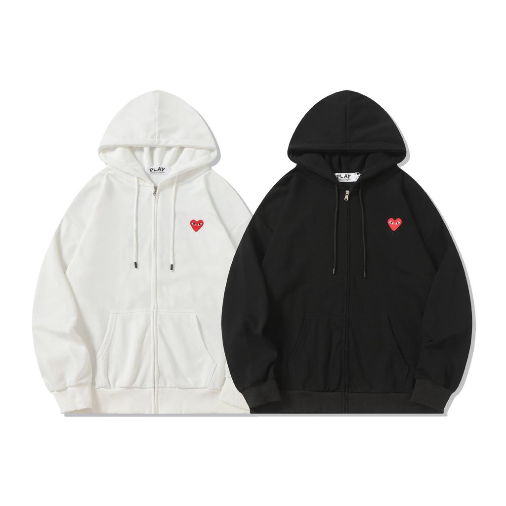 JB PLAY love Japanese fresh loose teen couple zipper hooded terry casual crew neck guard