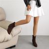 Cizme de cowgirl pentru femei cu vârf rotund, tocuri grosime, cu fermoar, cizme scurte de cowboy de vest, pantofi de modă pentru femei, iarna 46