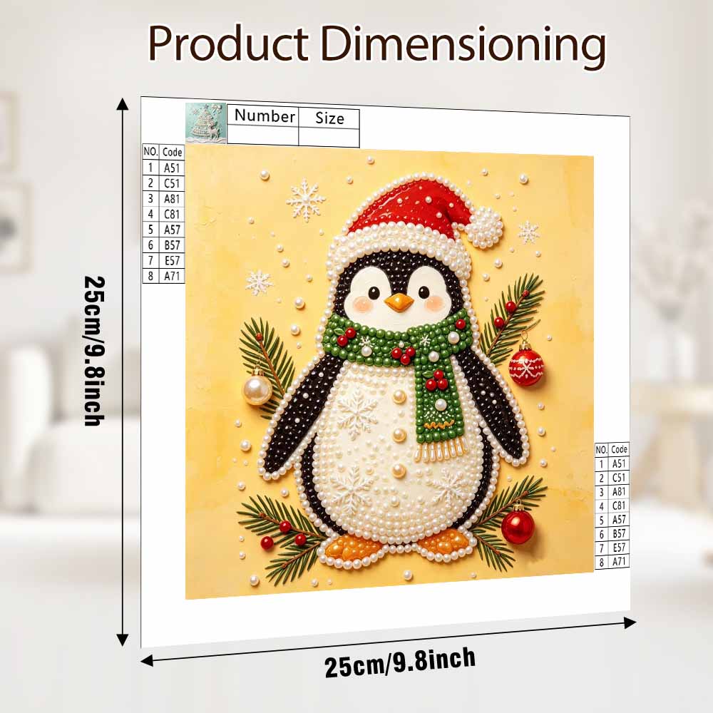 DIY Pearl Diamond Painting Art Kit with Frame Christmas Penguin Home Wall Decor Craft Kit. Wall Decoration Gift