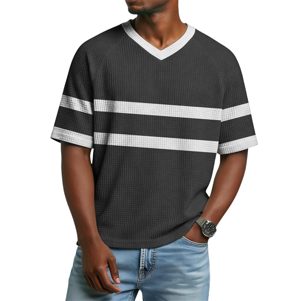 Men's Casual V-Neck Raglan Short-Sleeve Top