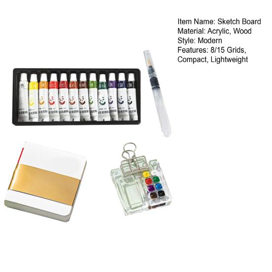 Watercolor Palette Set Mini Pocket Artist Travel Kit Compact Sketch Board with 8/15 Colors Portable Size Color Mixing Kit