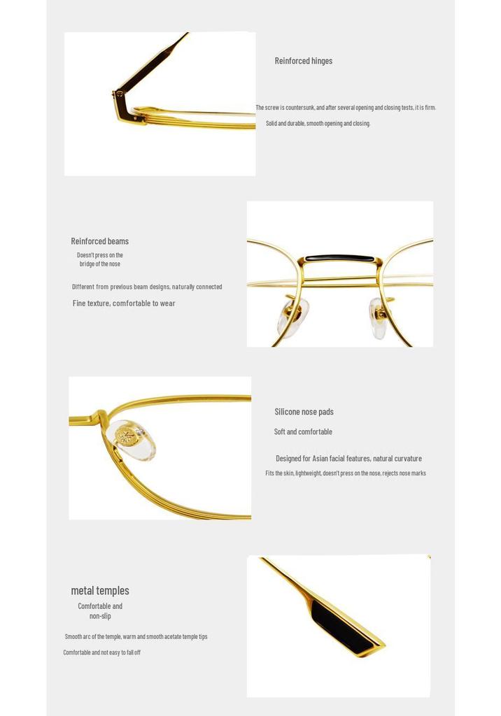Unisex Square Titanium Eyeglass Frames with Anti-Blue Light & High Myopia Support