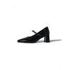 Pointed Single Shoes Women's 2025 Autumn New Mid-heel Thick Heel Shoes French Retro Fashion Versatile Mary Jane Small Leather Shoes