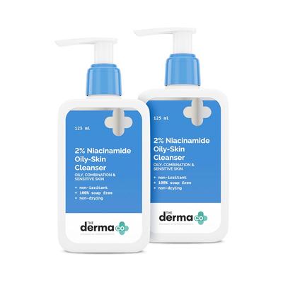 The Derma Co 2% Niacinamide Cleanser for Sensitive, Oily & Combination Skin 125 mlX Pack of 2 Non-Drying