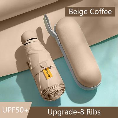 Mini umbrelă de soare cu 8 nervuri, capsulă portabilă de buzunar Umbrelă de protecție solară Umbrelă pliabilă UV Umbrelă de soare cu cutie